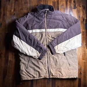 North Bay Men’s XL Colorblock Insulated Lined Full Zip Jacket Brown Gray White